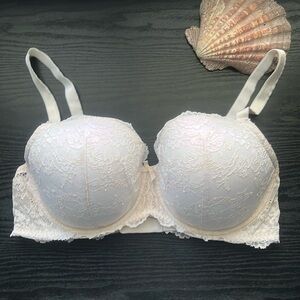 VS Dream Angels White Demi bra, Gold lace 40E (DD) Lightly lined